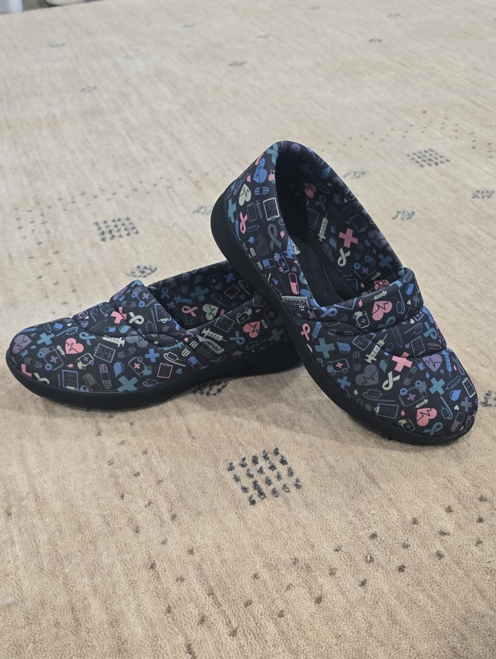 Black Medical-Icon Slip-On Clogs for Women